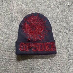 Y2K SP5DER Beanie OSFM Streetwear Navy/Red